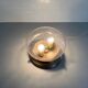 Flush glass shade with bubble pattern and brass base by Hillebrand, 1960s, Germany.