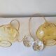Duo of amber glass pendant lights
