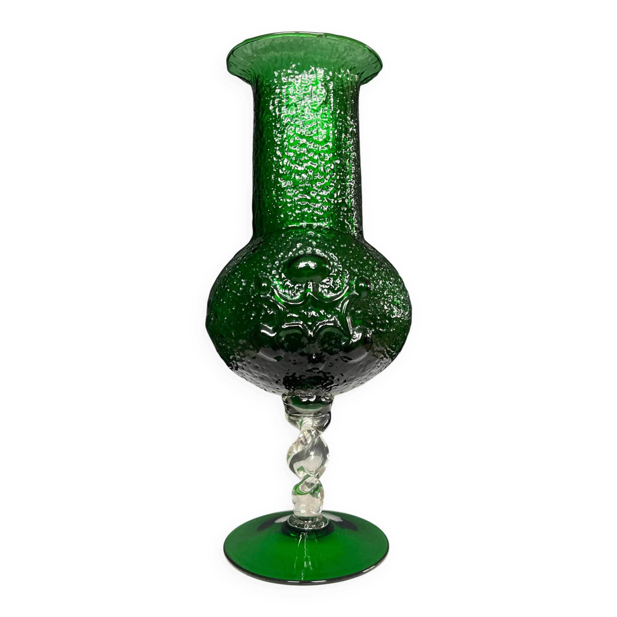 Vintage pressed glass vase from the 1970s.