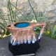 Decanter pitcher in blue and beige glazed ceramic vintage