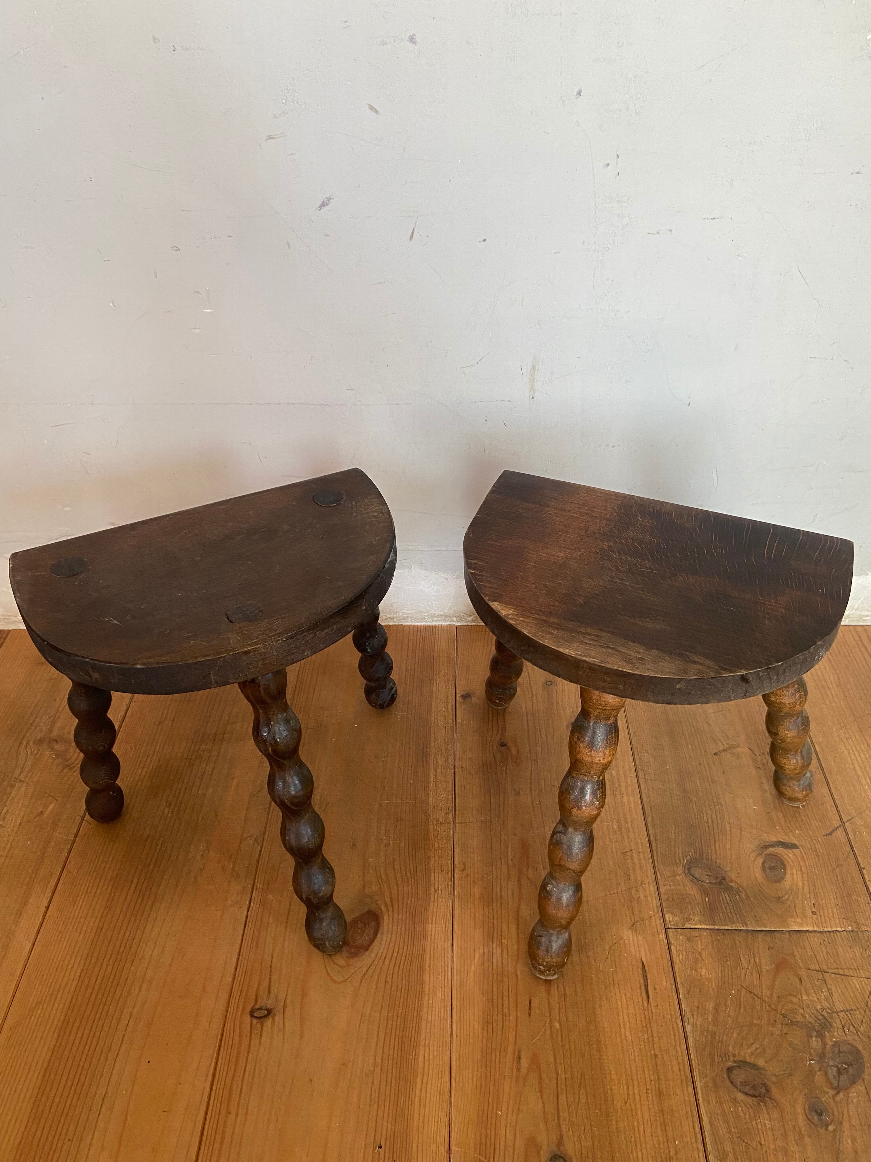 Pair of old low slag stools