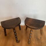 Paire tabourets de laitiers bas ancien
