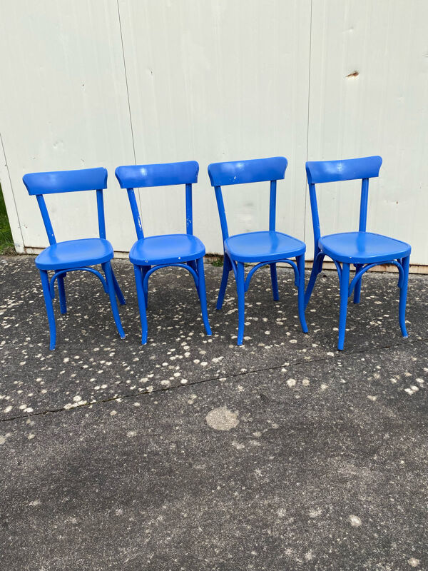 Set de 4 chaises bistrot bleues