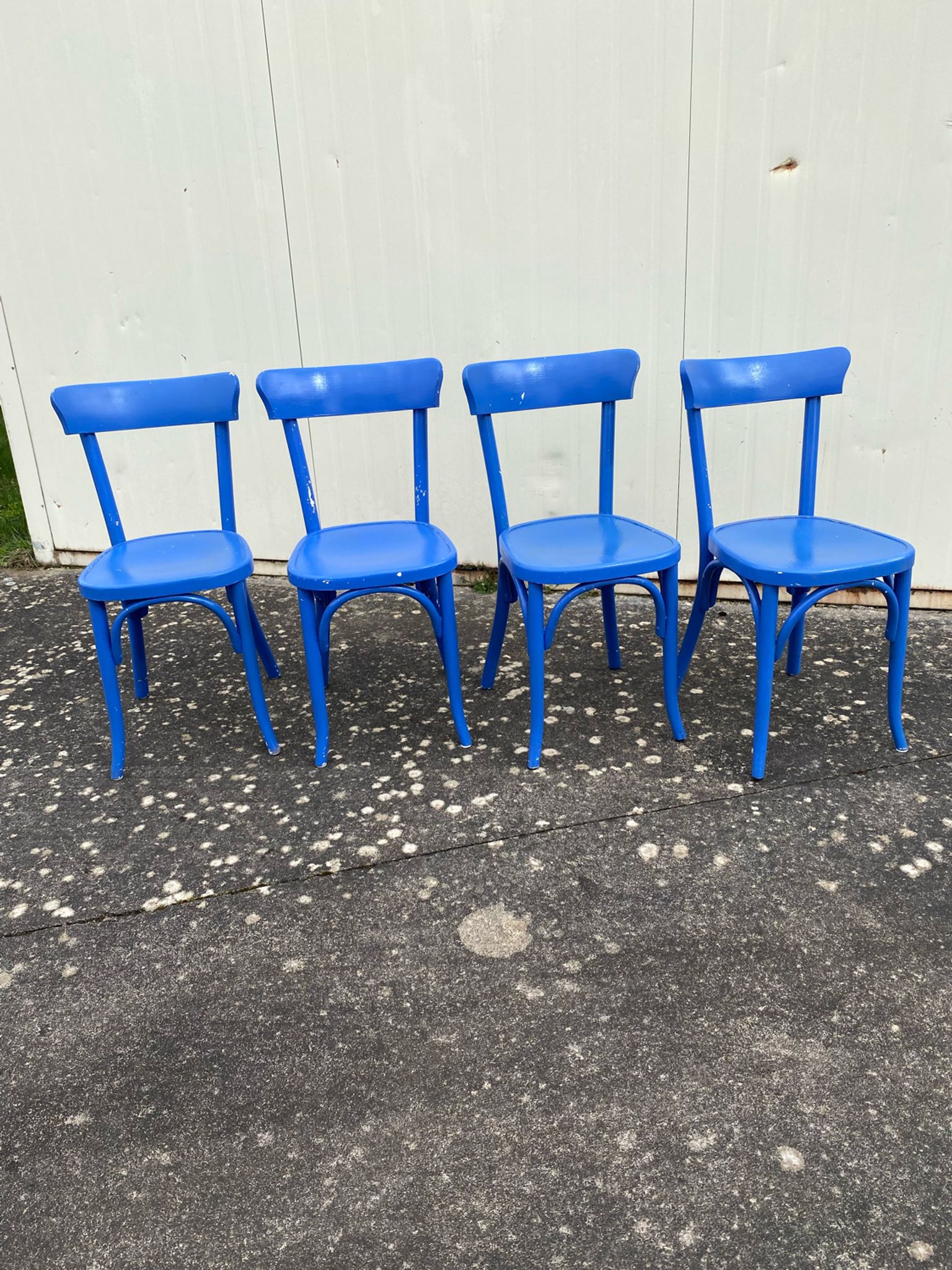 Set of 4 blue bistro chairs