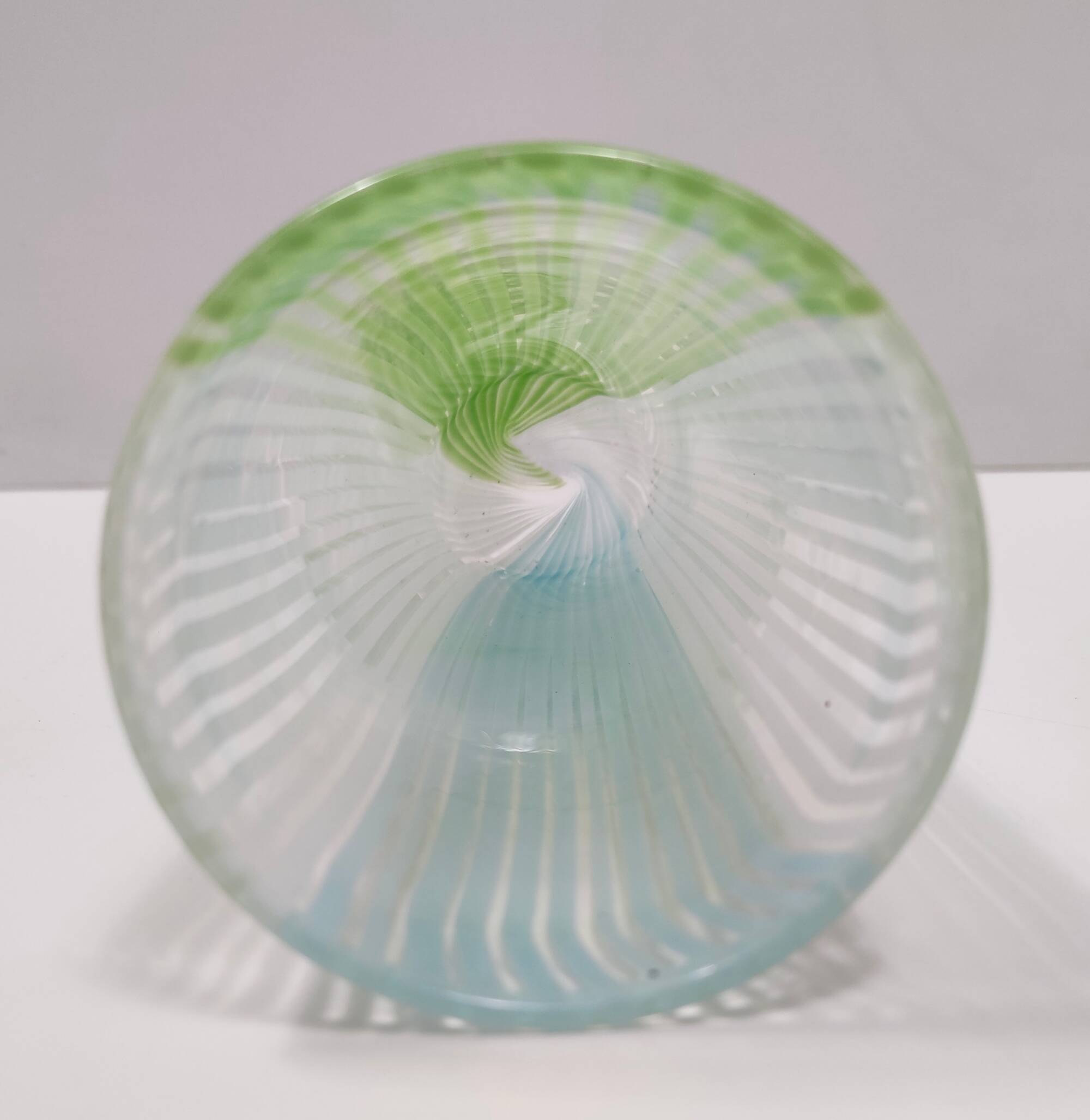 Green, White and Light Blue Murano Glass Vase by Dino Martens