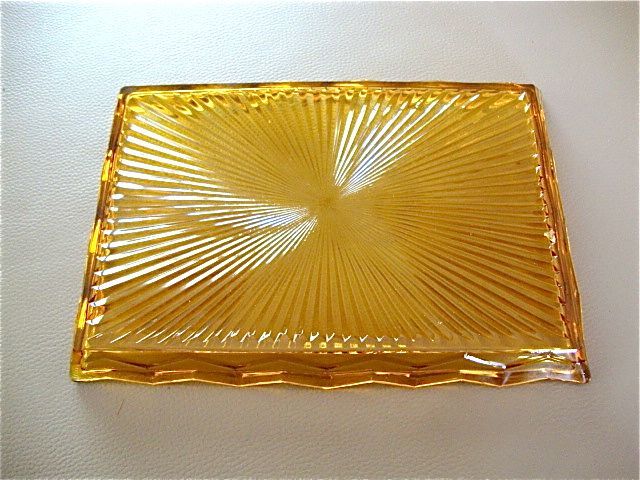 Amber yellow moulded glass tray