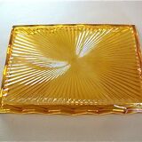 Amber yellow moulded glass tray
