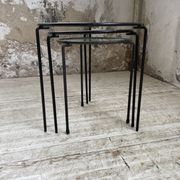 Tables basses gigogne métal et verre années 50