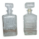Mismatched pair of whisky decanters.