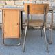 Vintage children's desk and its chair, Hitier spirit, 1950s modernist.