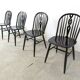 Ensemble de 4 chaises de salle à manger Ercol noircies, années 1950