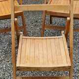 Set of 6 folding chairs in solid beech from the 70s