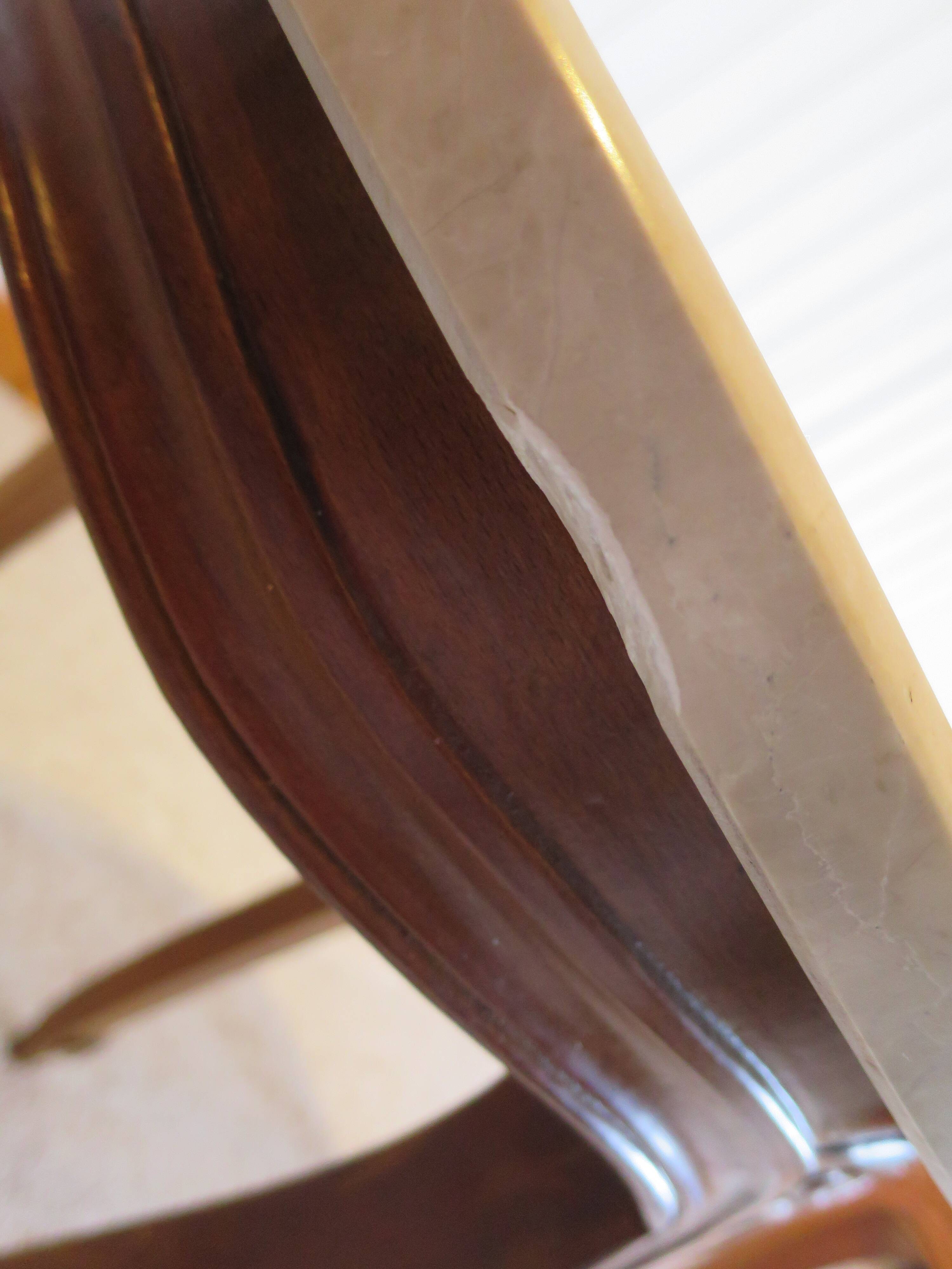 Round coffee table - Carved wood - White veined marble - Regency/Louis XV style