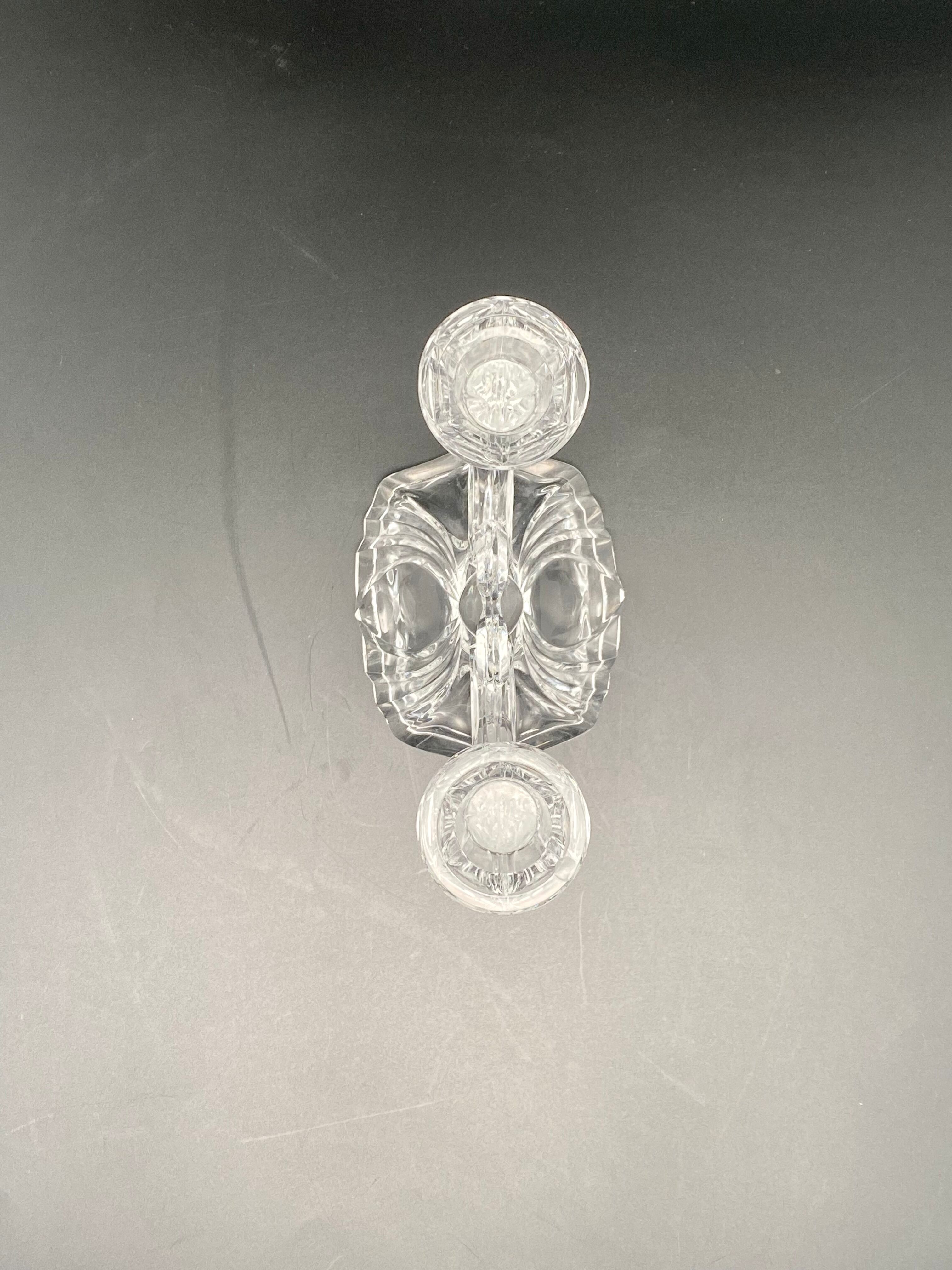 Chandelier double en verre travaillé transparent