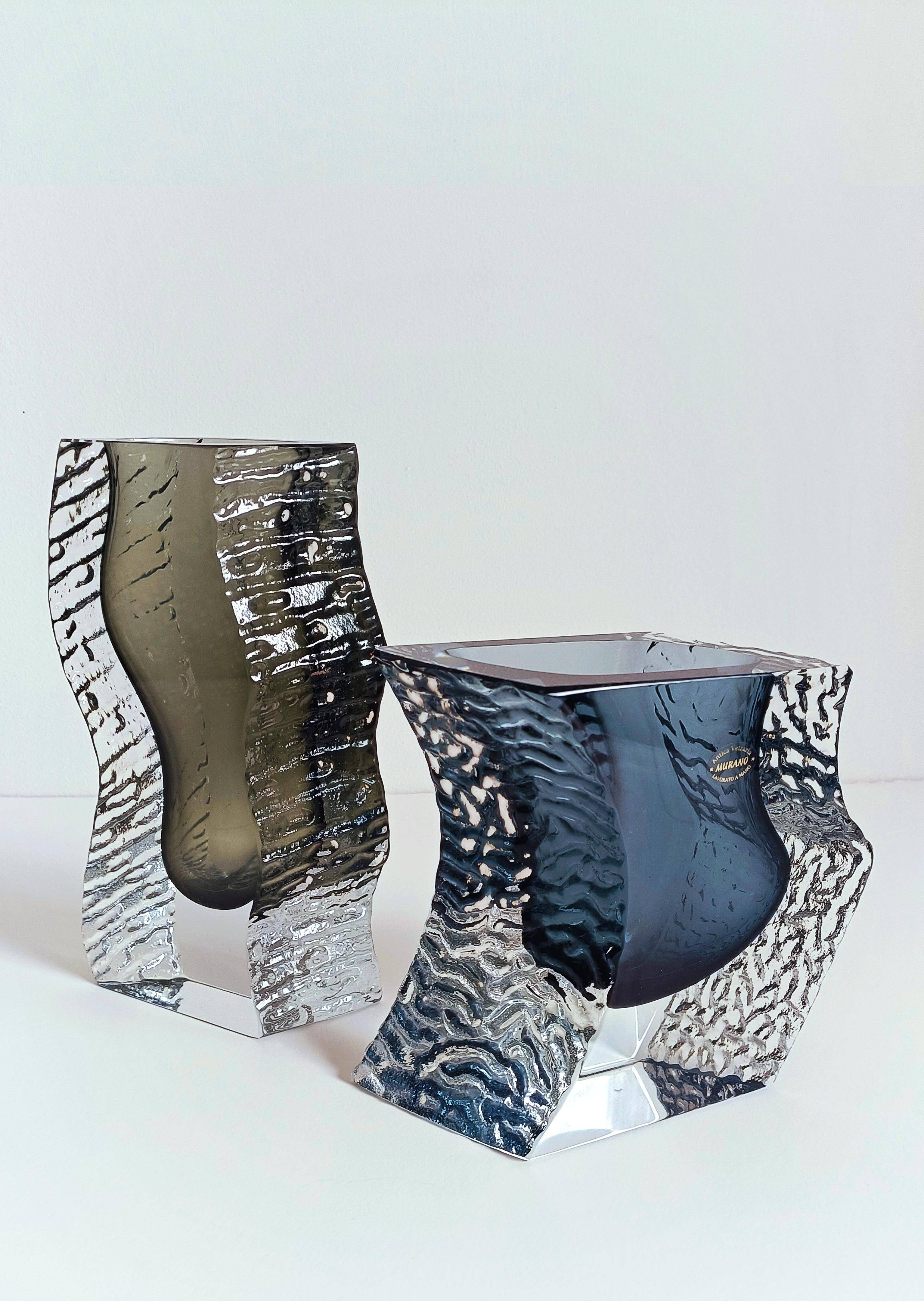 Alessandro Mandruzzato Murano Glass Vases, Hand-Blown, Italy, 1970s