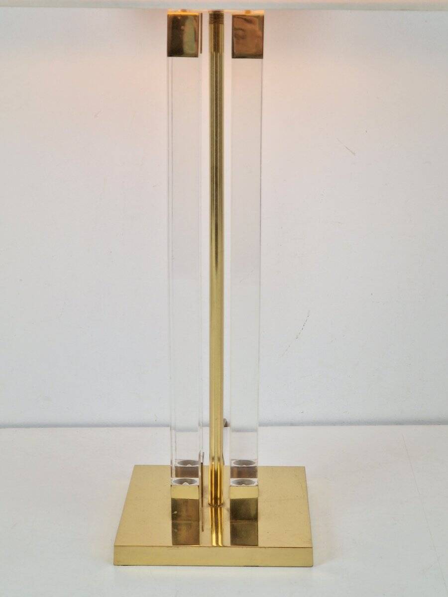 Vintage Regency Acrylic & Brass Table Lamp, Italy, 1970s