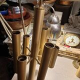 Gold metal pendant chandelier, Italy - 1970