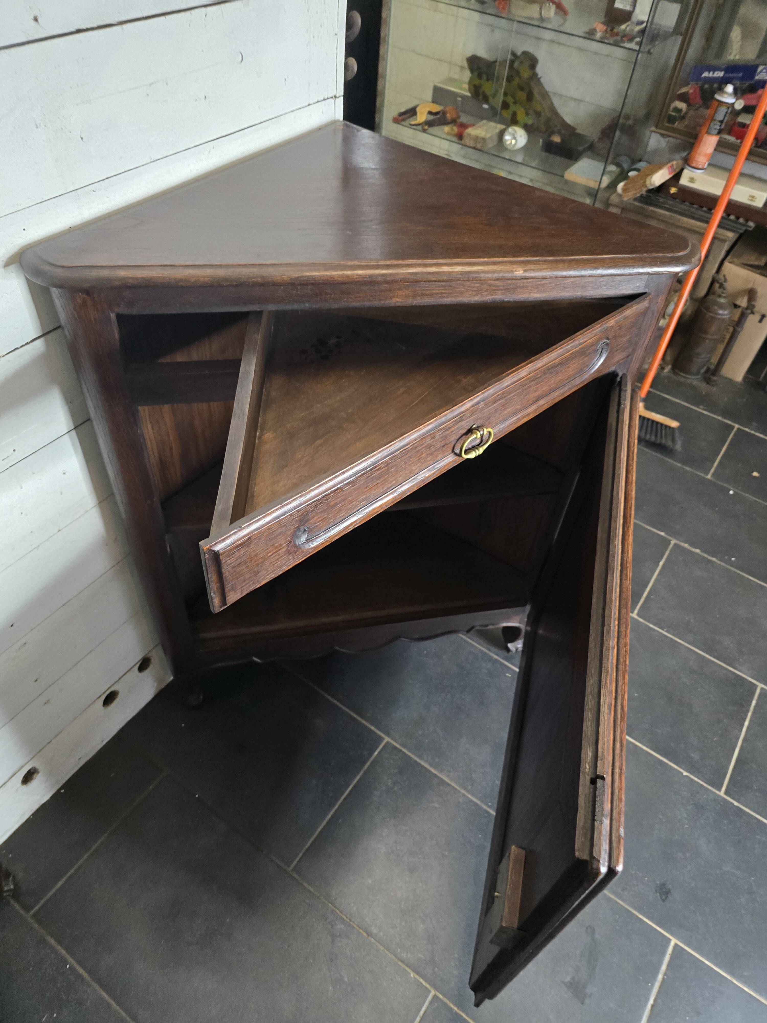 Pair of oak corner cabinets