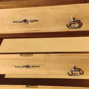 Old chest of drawers with white marble.