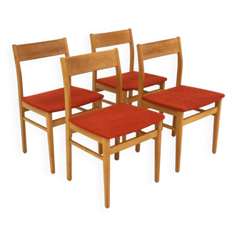 Set of 4 Scandinavian oak chairs, Sweden, 1960