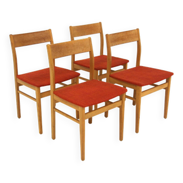 Set of 4 Scandinavian oak chairs, Sweden, 1960
