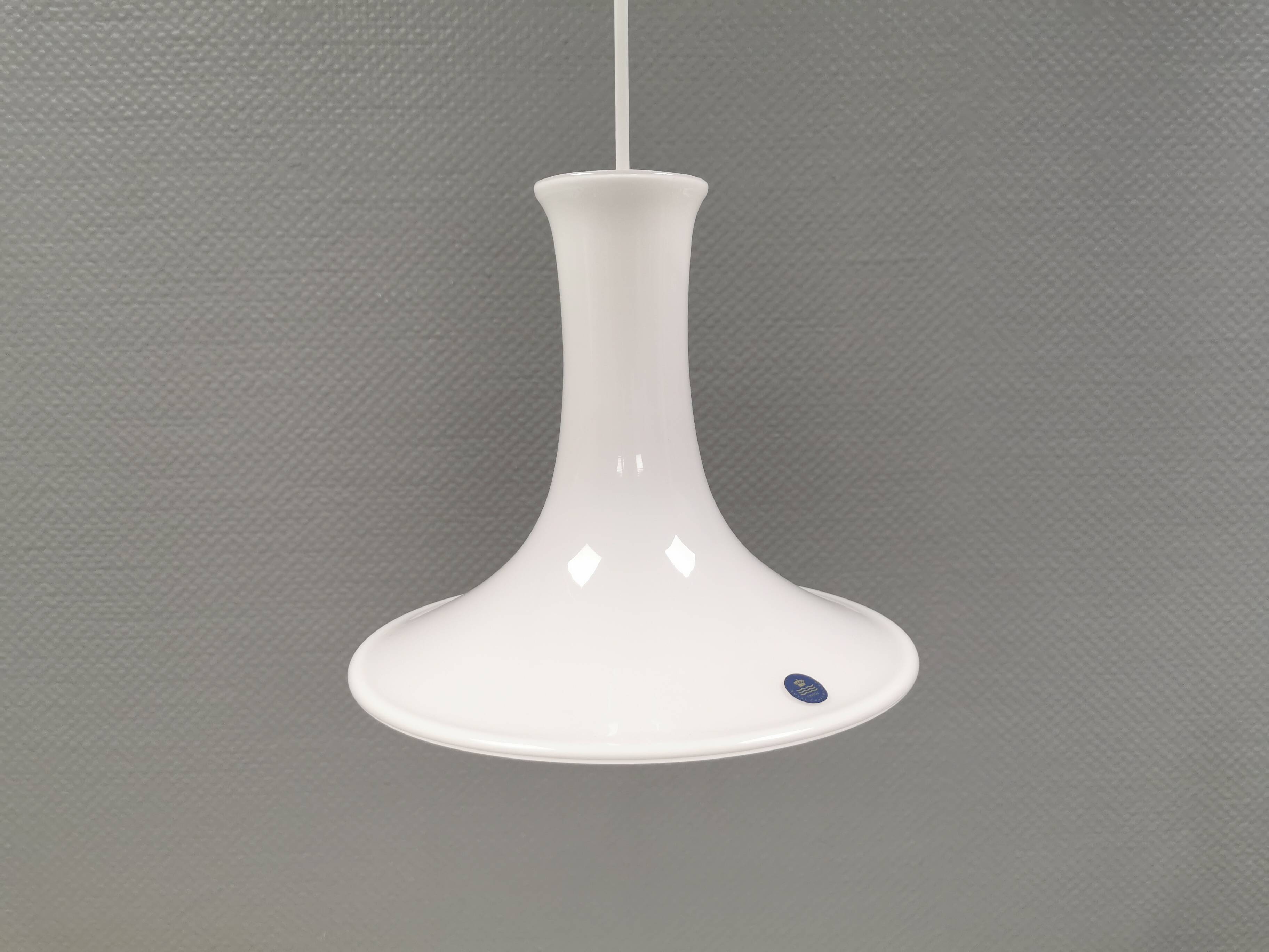 Mandarin hanging lamp made in opal white hand-crafted and mouth-blown glass