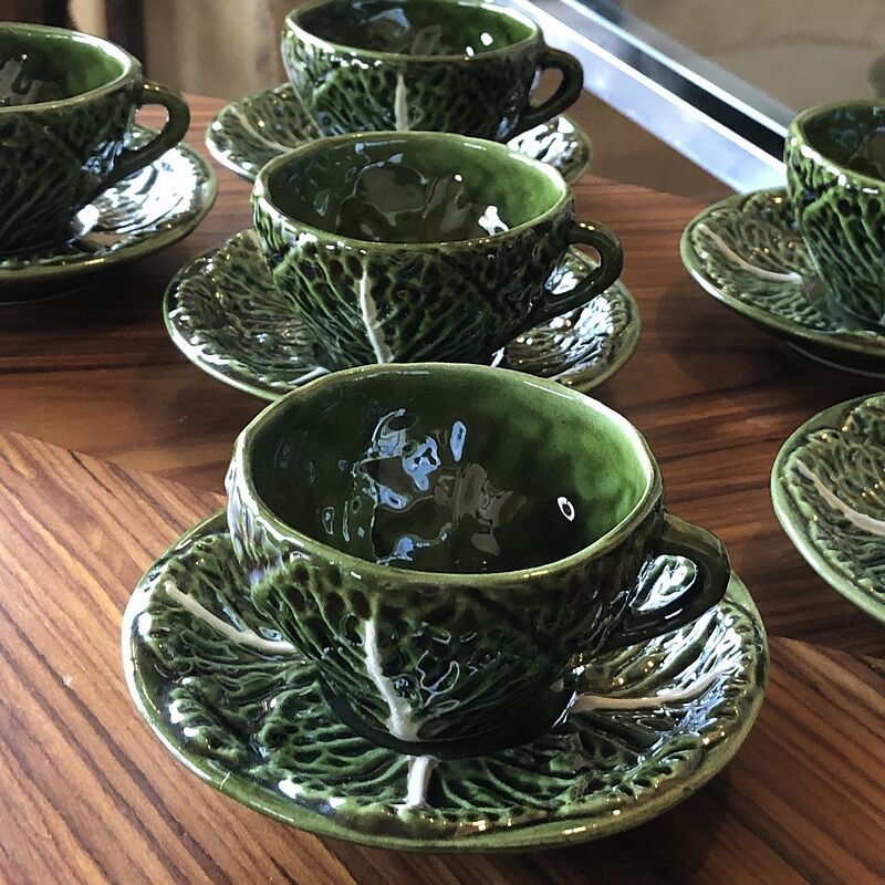6 coffee cups in barbotine cabbage