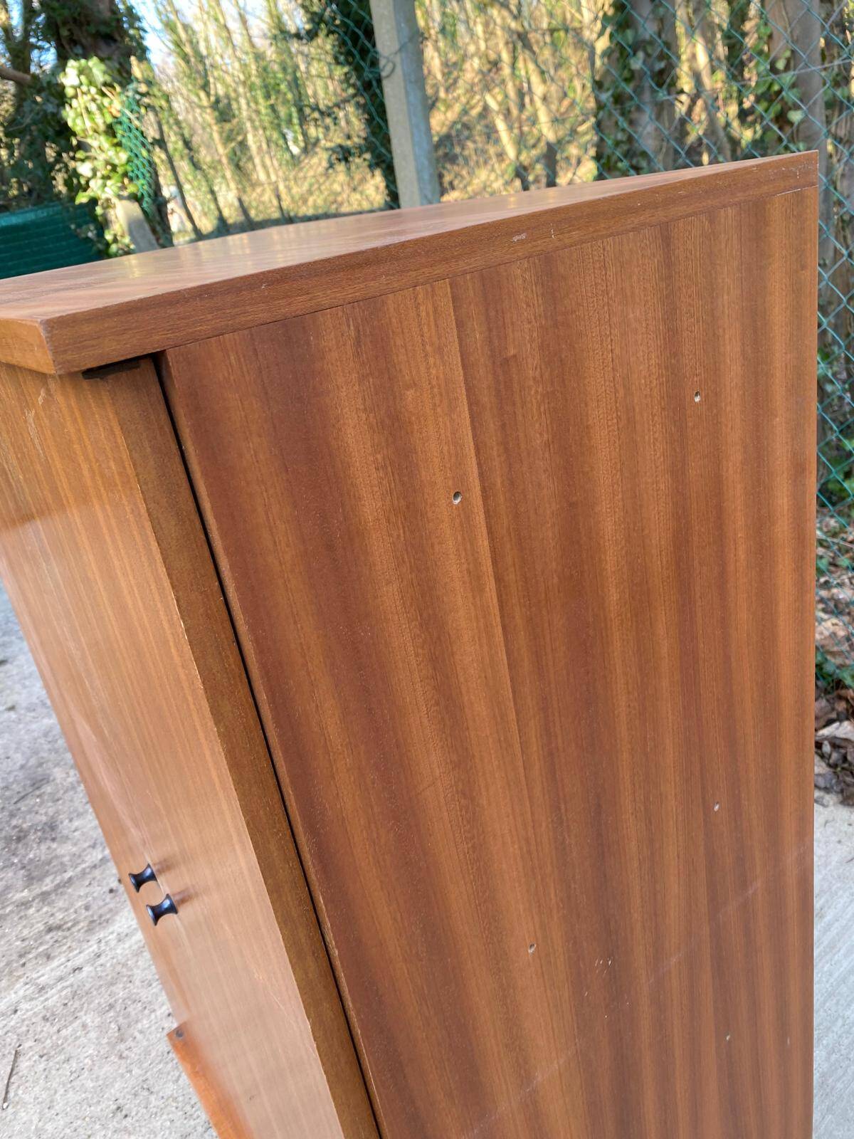 Scandinavian wooden chest of drawers sideboard cabinet with 2 doors 123cm
