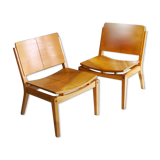 Paire de fauteuils scandinaves 1960 bois