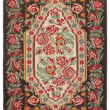 Hand-Knotted Vintage Bessarabian Black Kilim 183 cm x 274 cm - 22170