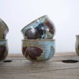 Series of 5 vintage stoneware cups