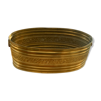 Copper centerpiece, art deco planter floral pattern