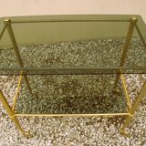 Ancienne desserte en laiton, et plateau en verre fumé  Style Louis XVI.