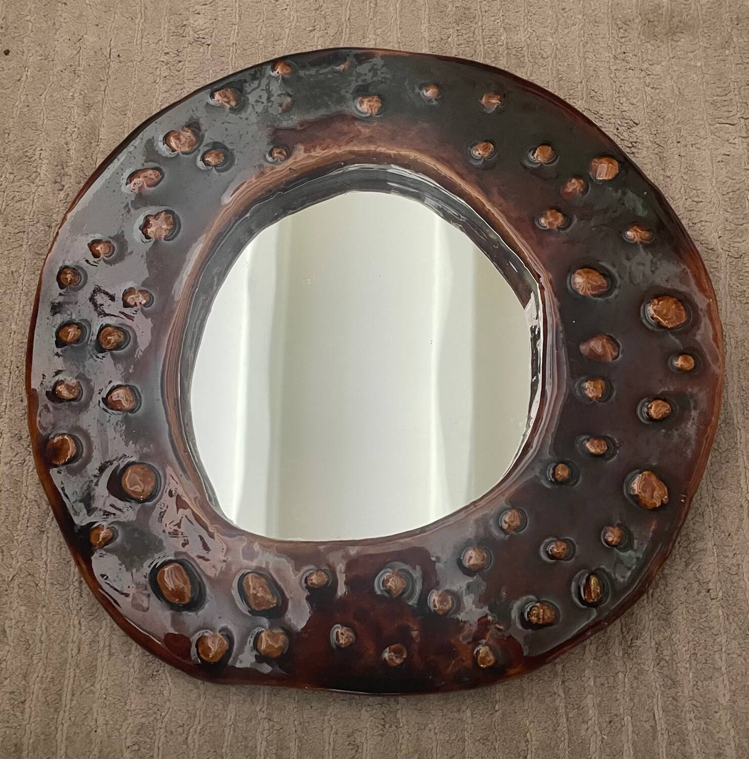 Ceramic mirror signed Ferré 1974