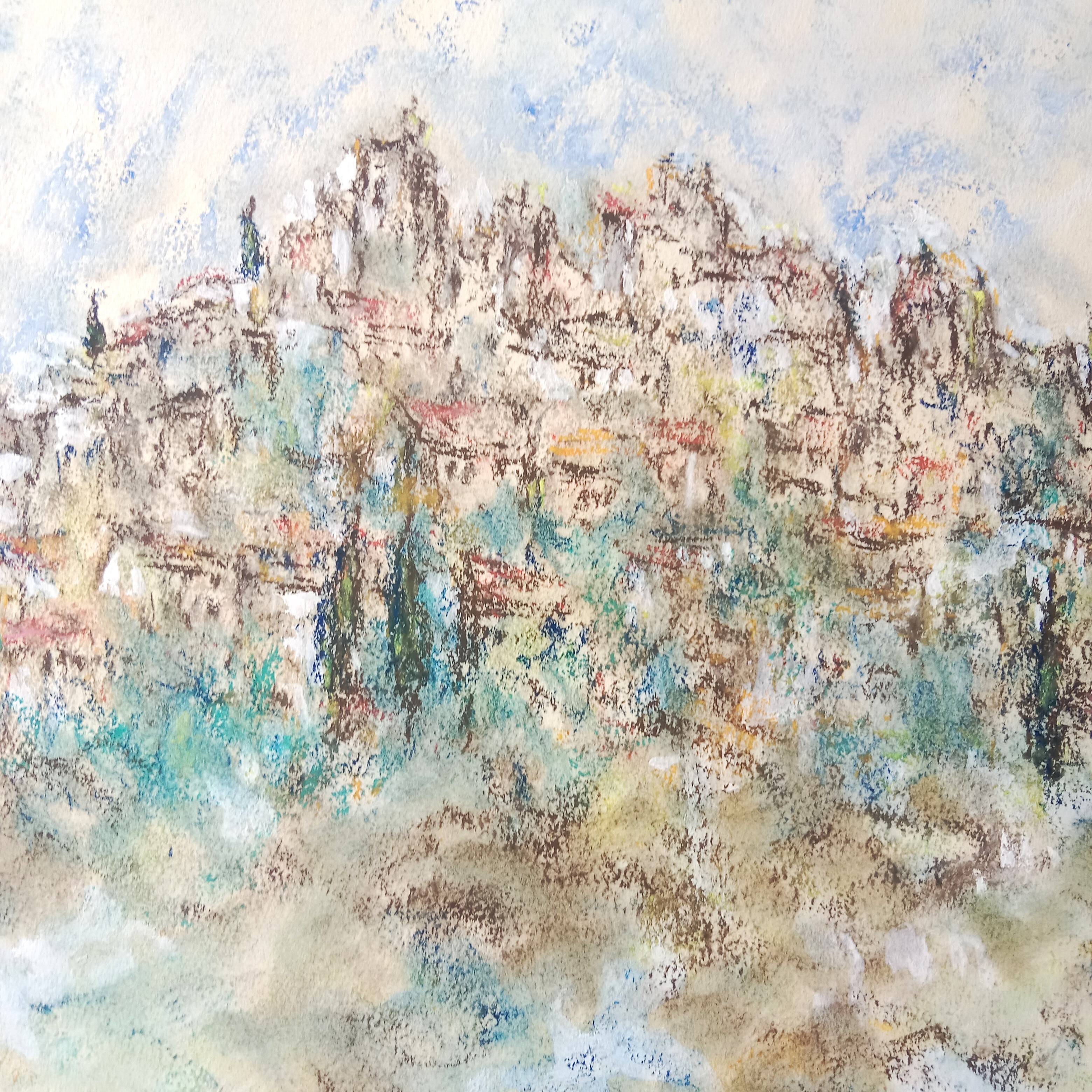 Saint Paul De Vence Original pastel signed 1982 Framed