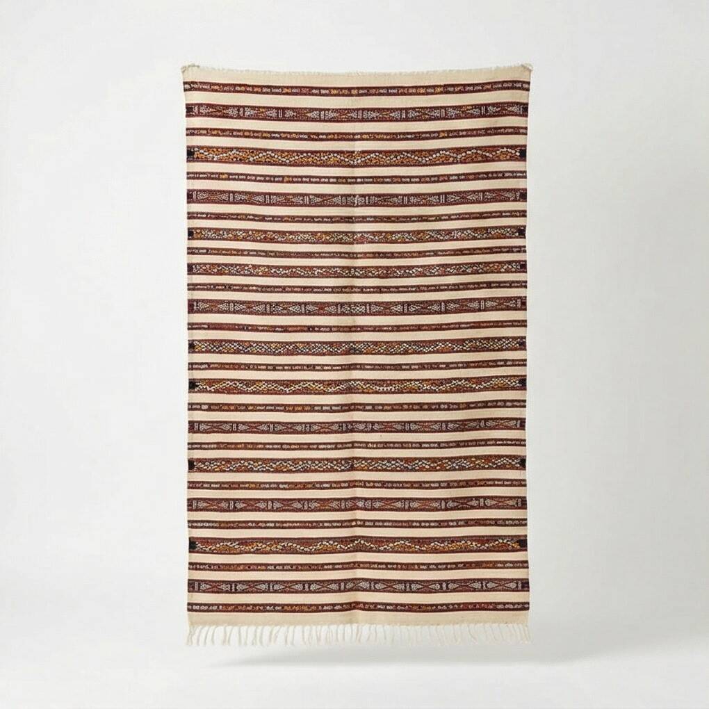 Moroccan kilim rug with bohemian patterns