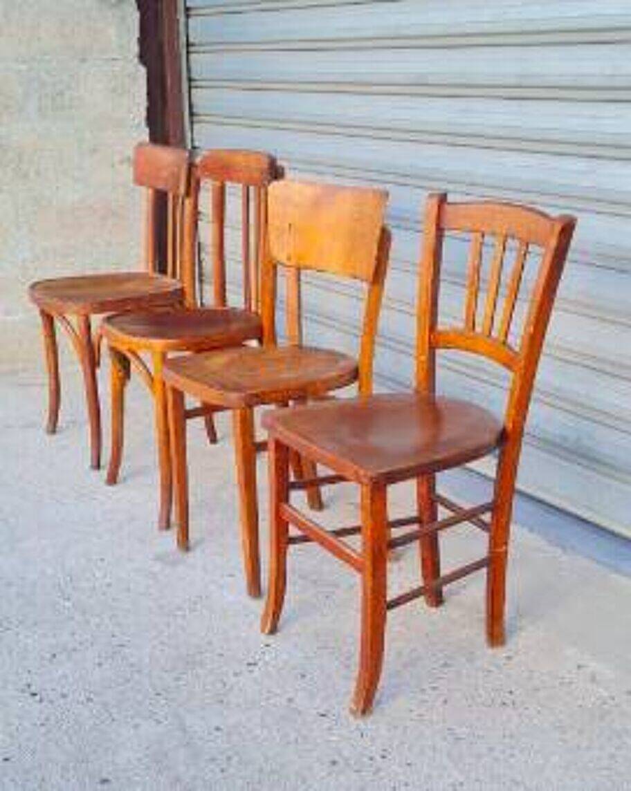 Set of 4 mismatched bistro chairs