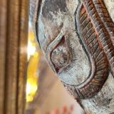 Tête de vache sacrée en bois polychrome indienne