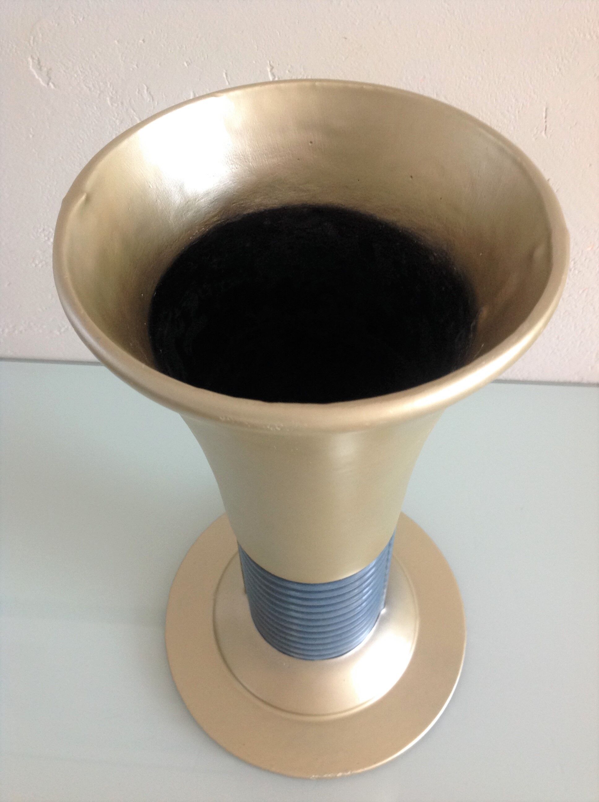 Blue and gold tulip vase in enamelled art deco style / 30s-40s