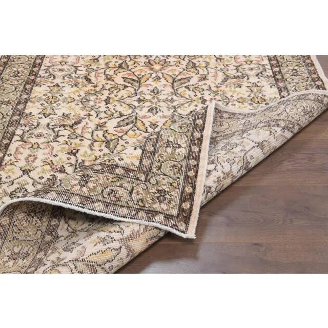 Vintage Turkish Oushak Handmade Wool Cotton Beige Area Rug 119x213