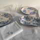 6 flat plates, blue décor