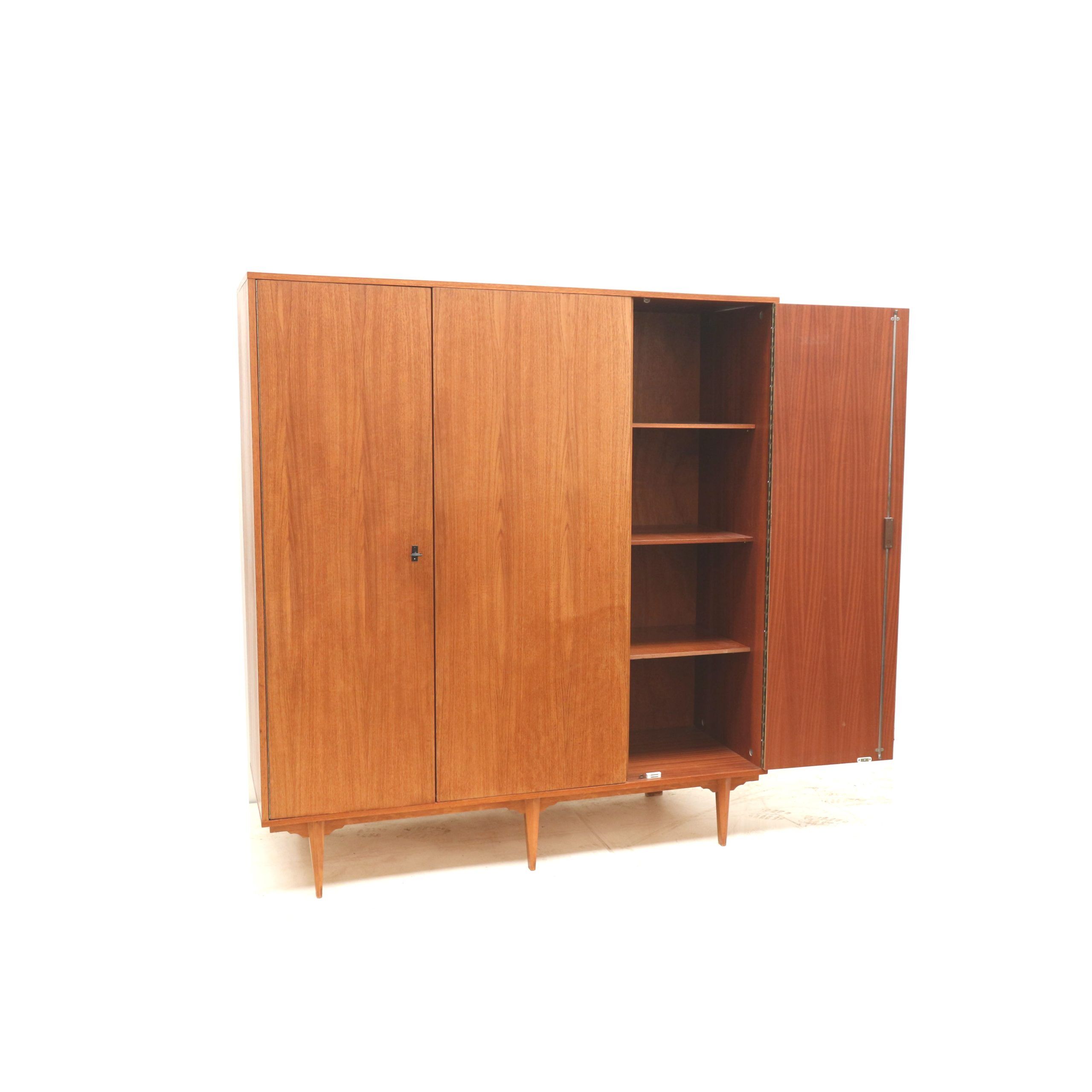 Vintage Belgian design 3-door wardrobe made in the 1960s