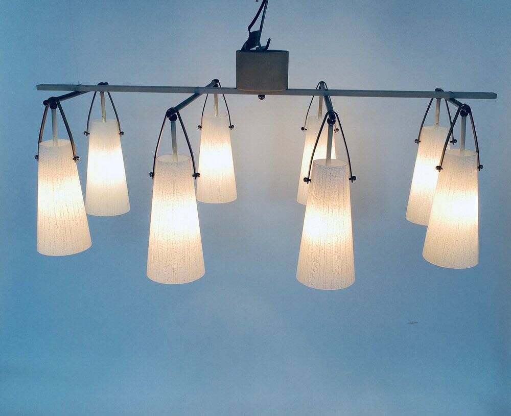 Italian glass and brass chandelier, Italy, 1950s