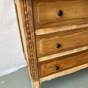 Neo rustic mini buffet chest of drawers with 3 drawers renovated in raw wood