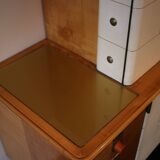 Sideboard in maple, leather and gold-coloured glass, Laszlo Hoenig attr, London 1940s