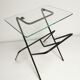 Side table / pedestal table magazine holder. 50's vintage design