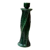 Large sculptural candle holder twist turned glazed ceramic Green prof