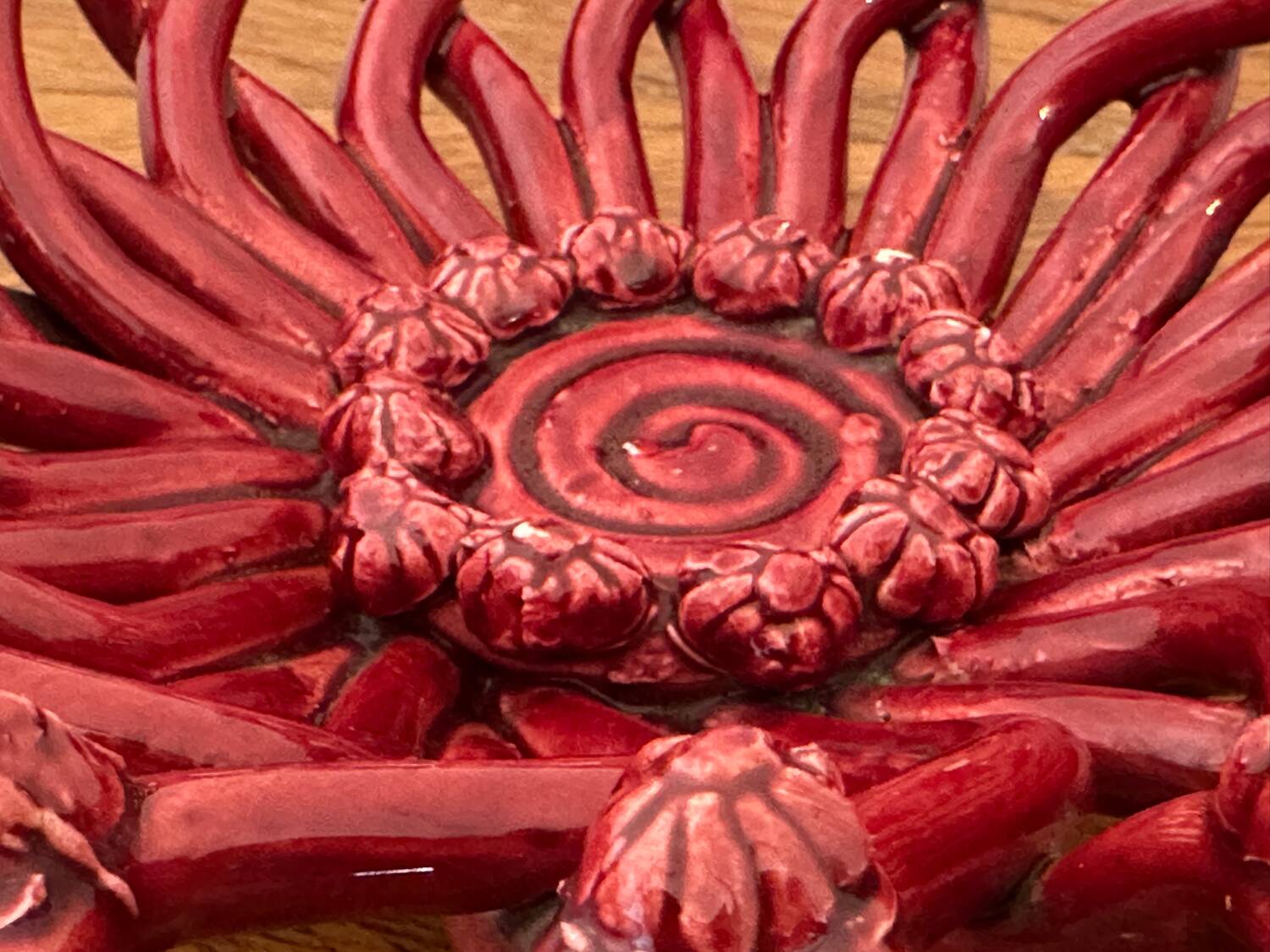 Antique fruit basket in woven ceramic Vallauris