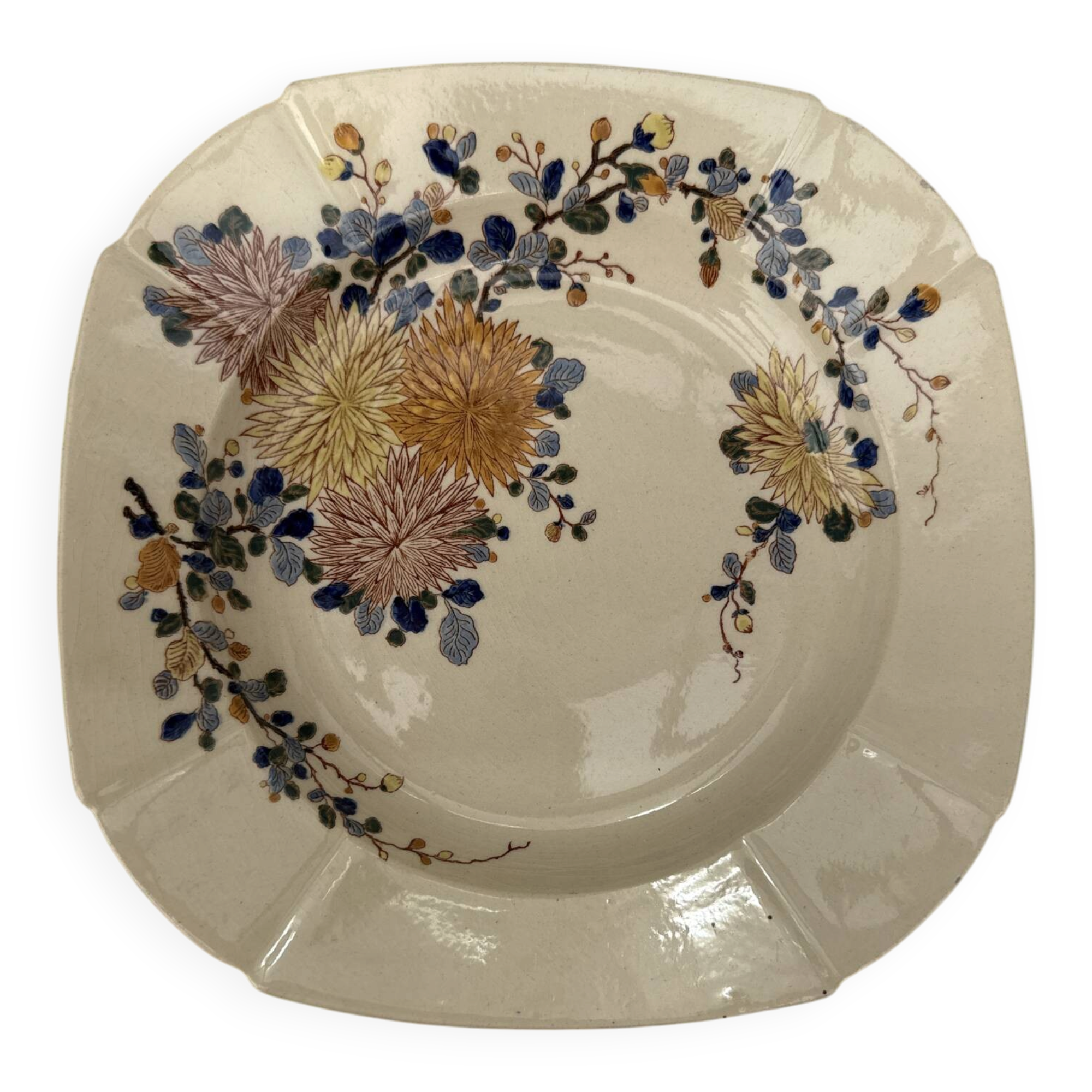 Antique Gien plate, ironstone, Japonese-style decoration.