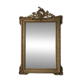 Antique gilded mirror with sculpted pediment – Napoléon III period – 19th century
